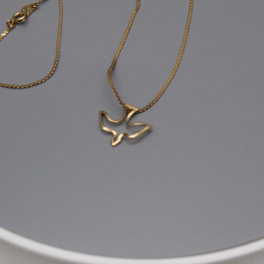 14K Gold Bird Necklace